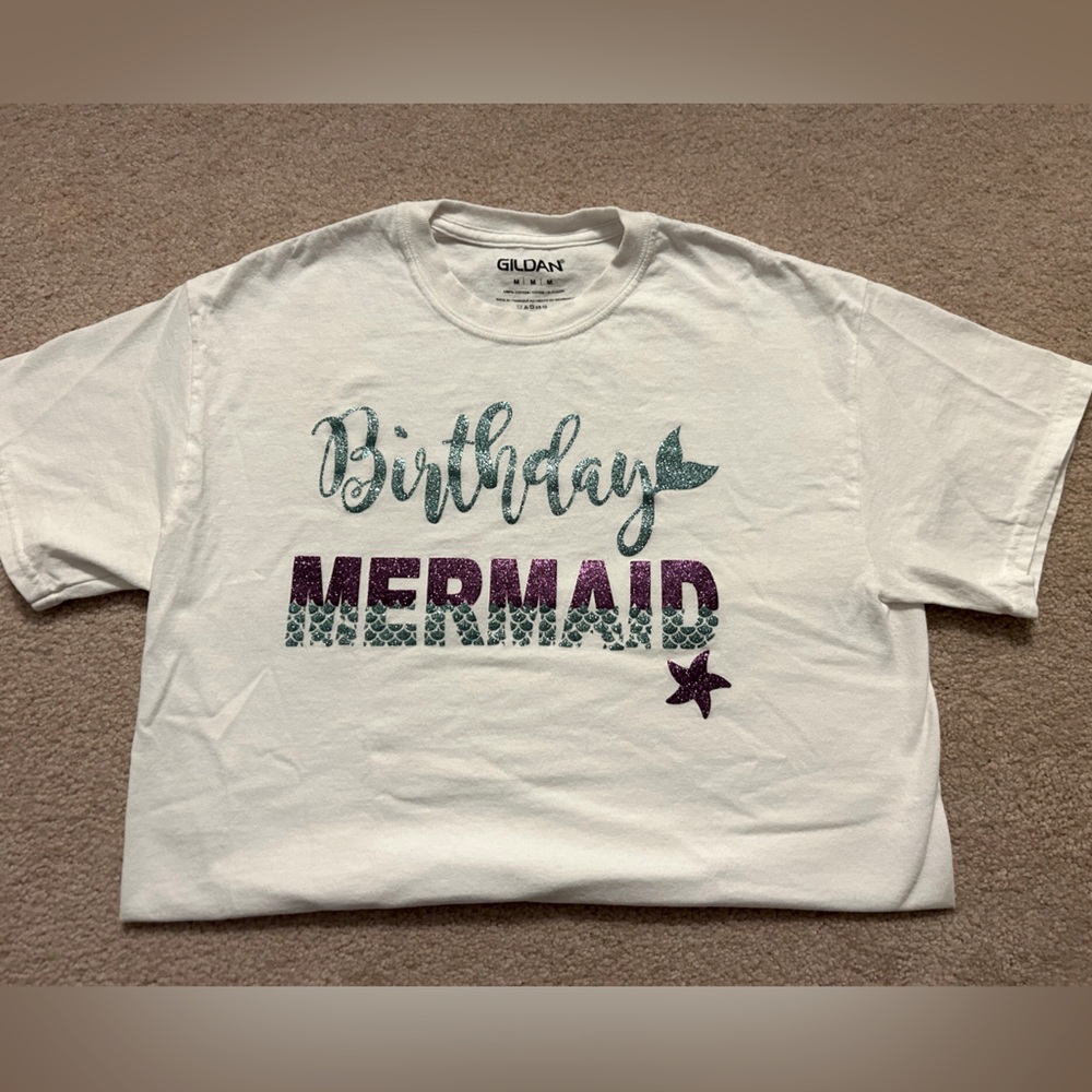 Birthday Mermaid shirt. NEVER WORN.
